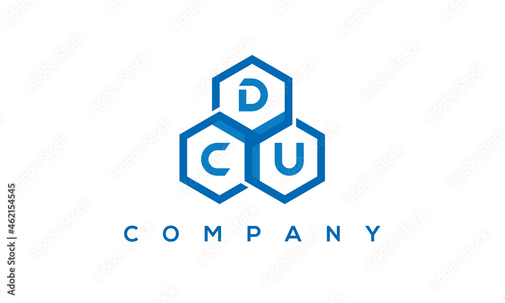 DCU three letters creative polygon hexagon logo	