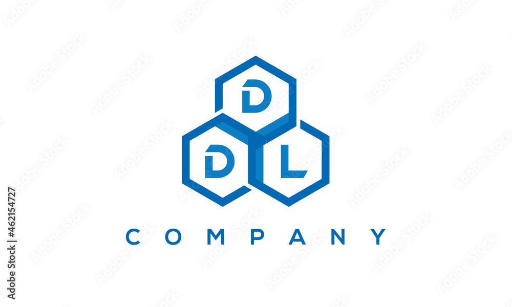 DDL three letters creative polygon hexagon logo	