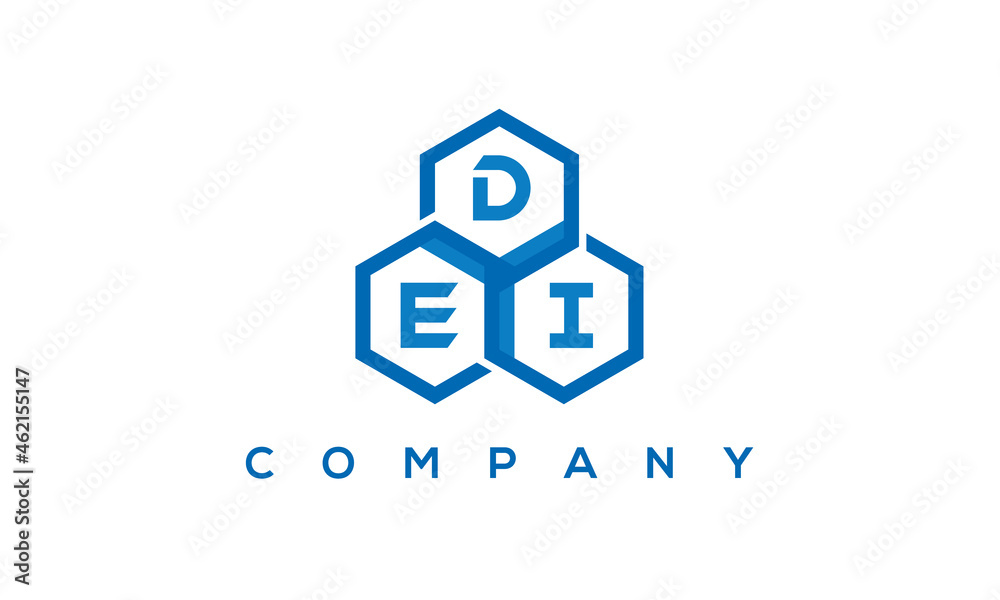 DEI three letters creative polygon hexagon logo DEI three letters creative polygon hexagon logo