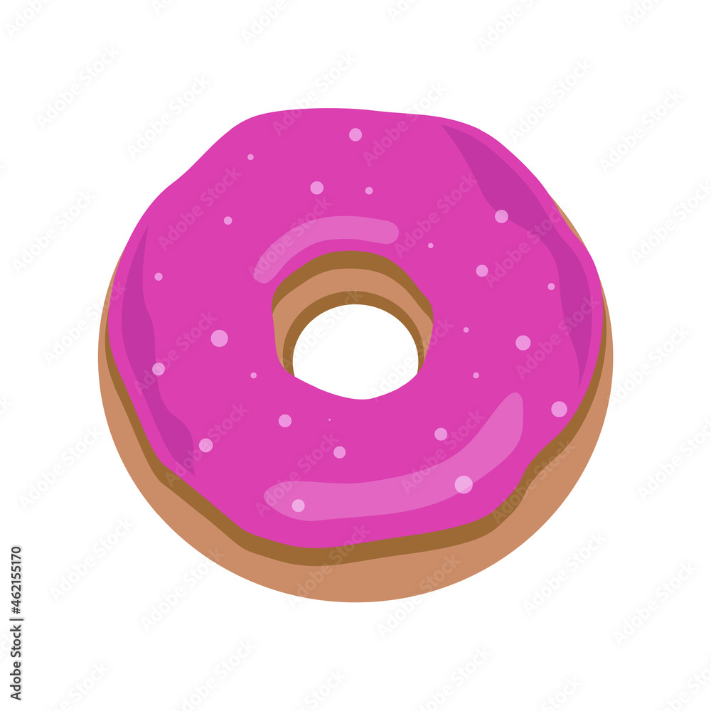 Cartoon donut isolated on white background. Vector Donut into the glaze . Sweet doughnut food.