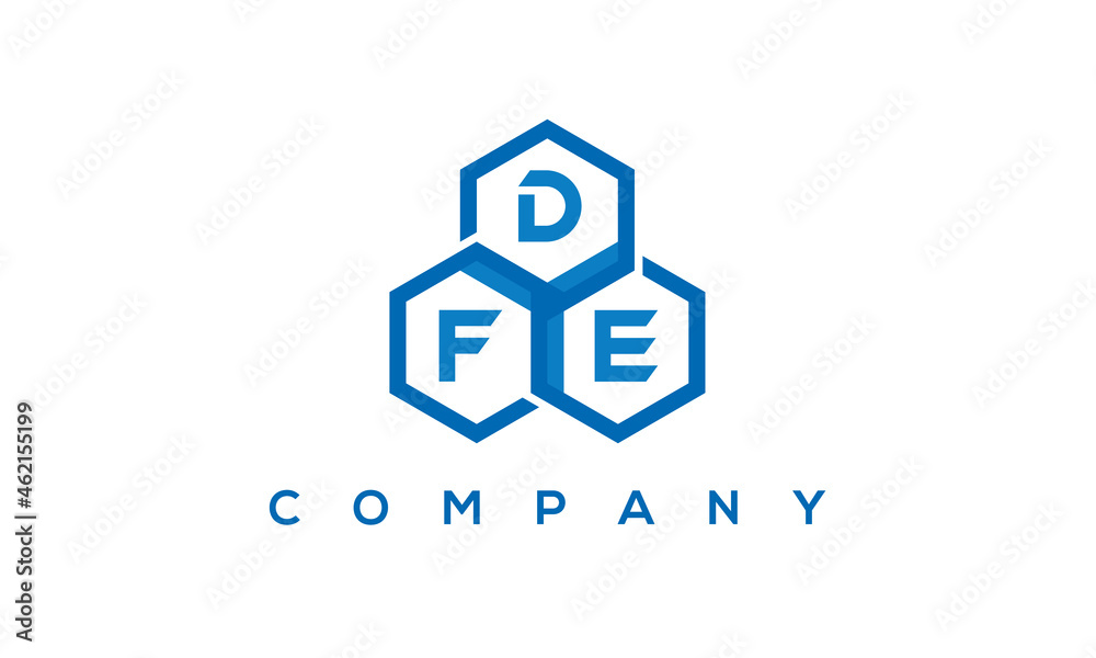 DFE three letters creative polygon hexagon logo
