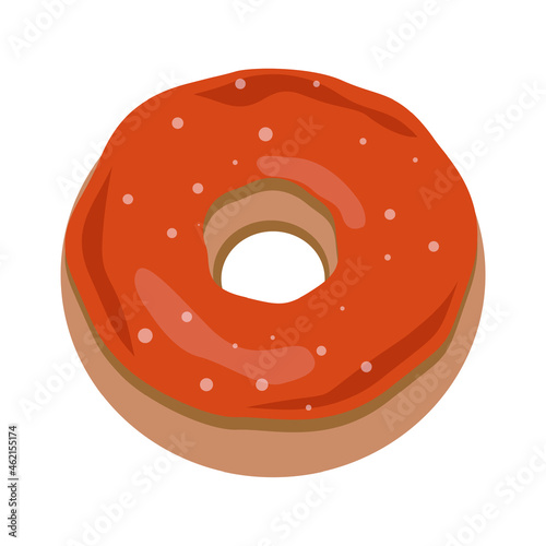 Cartoon donut isolated on white background. Vector Donut into the glaze . Sweet doughnut food.