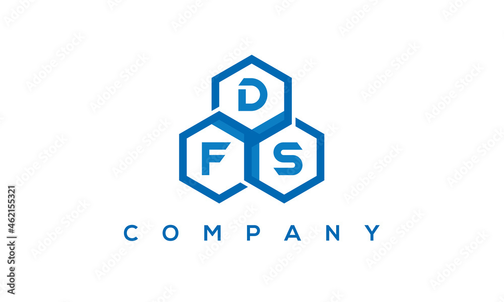 DFS three letters creative polygon hexagon logo