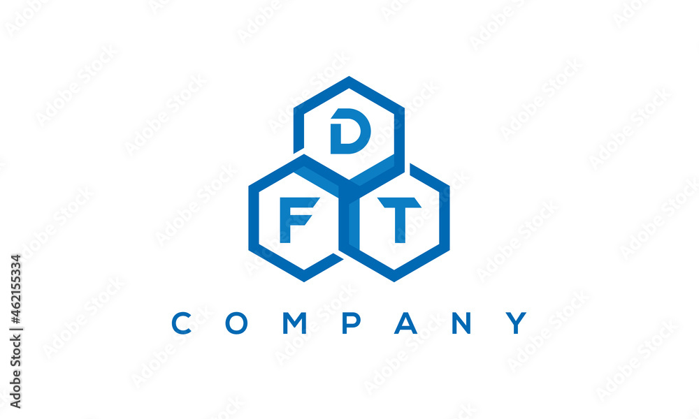 DFT three letters creative polygon hexagon logo