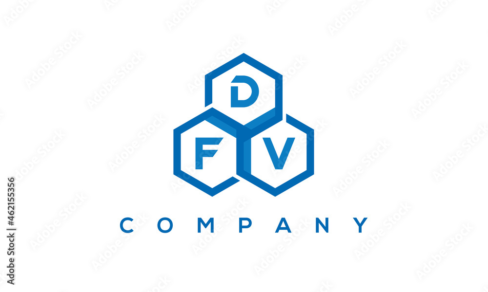 DFV three letters creative polygon hexagon logo DFV three letters creative polygon hexagon logo