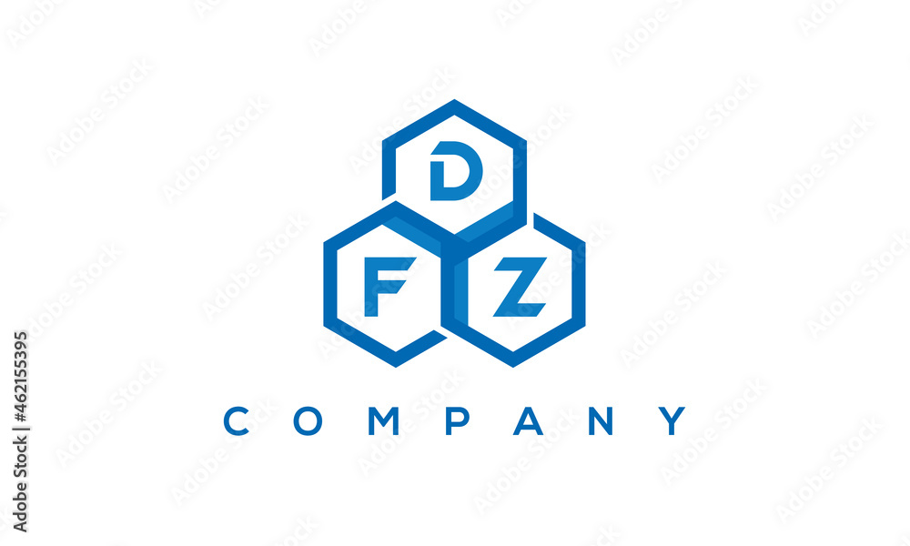 DFZ three letters creative polygon hexagon logo DFZ three letters creative polygon hexagon logo