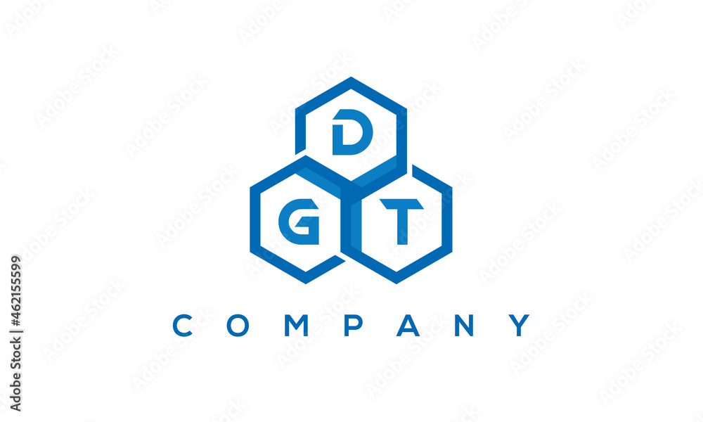 DGT three letters creative polygon hexagon logo