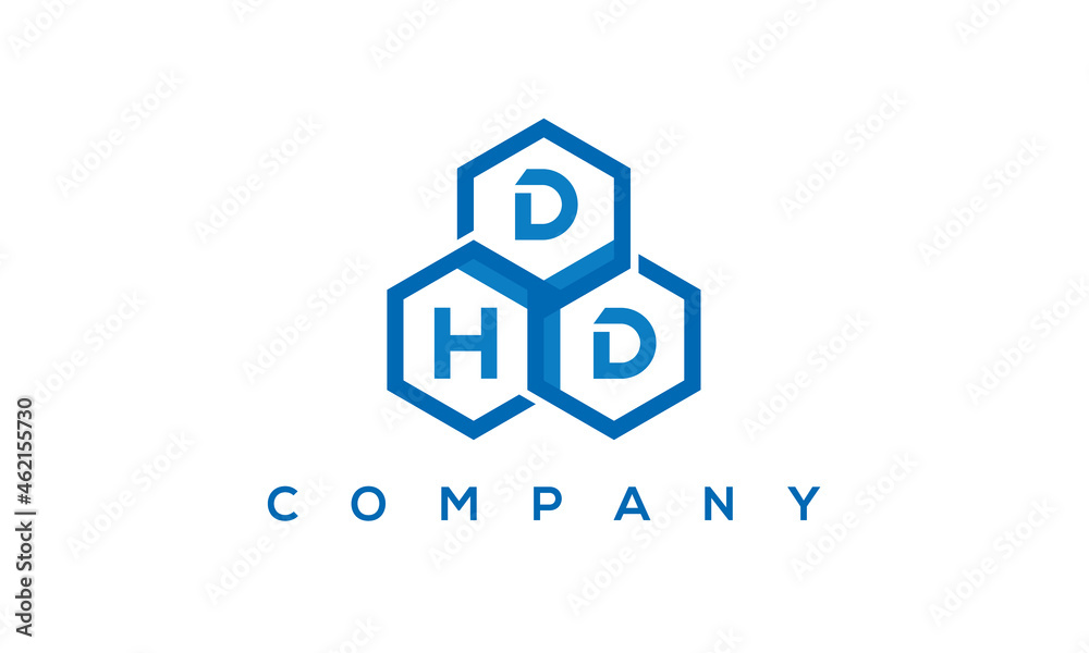 DHD three letters creative polygon hexagon logo