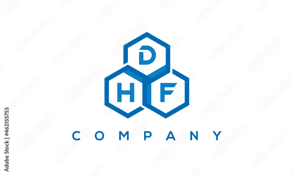 DHF three letters creative polygon hexagon logo