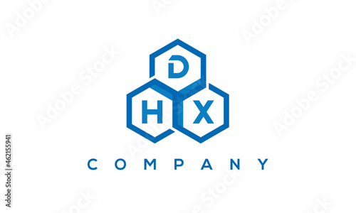 DHX three letters creative polygon hexagon logo
