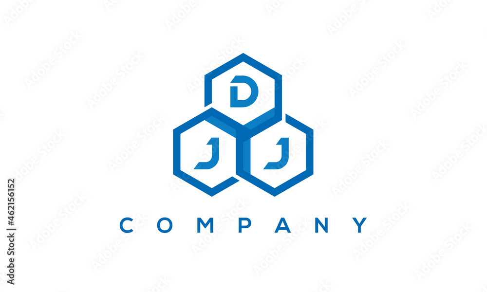 DJJ three letters creative polygon hexagon logo