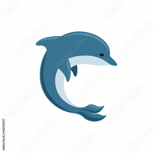 Dolphin in a flat style on a white background.