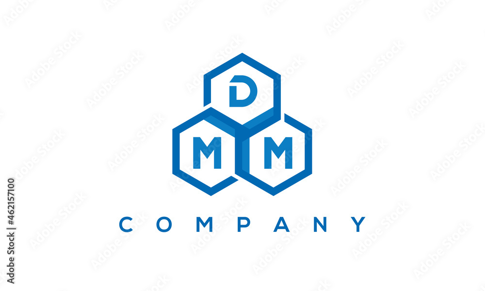 DMM three letters creative polygon hexagon logo DMM three letters creative polygon hexagon logo