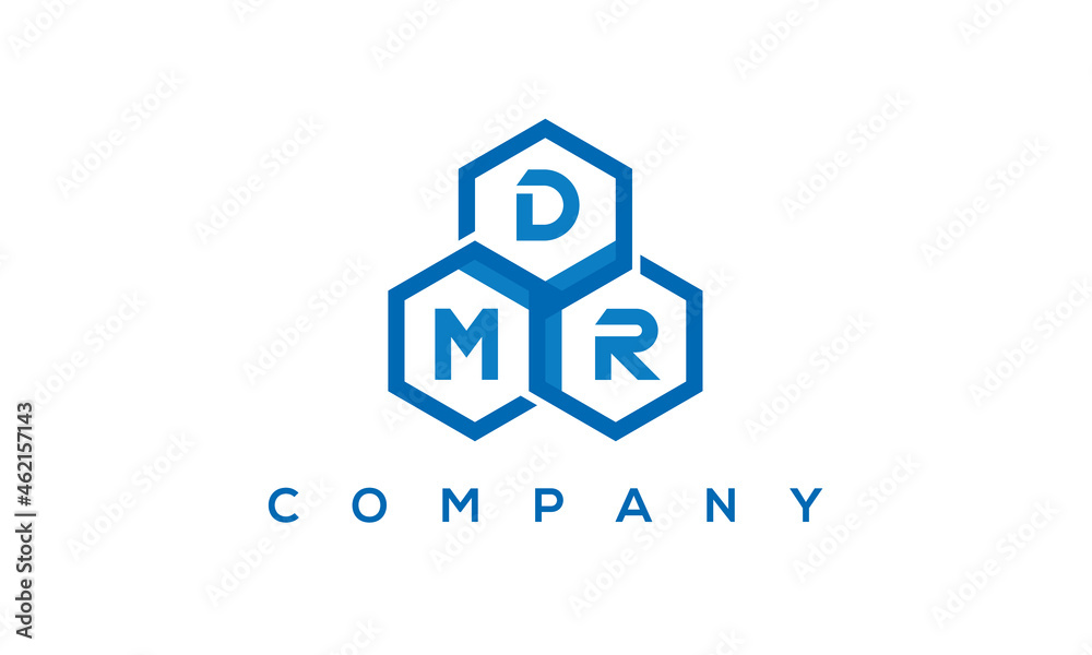 DMR three letters creative polygon hexagon logo