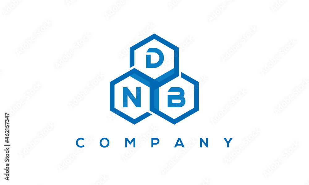 DNB three letters creative polygon hexagon logo