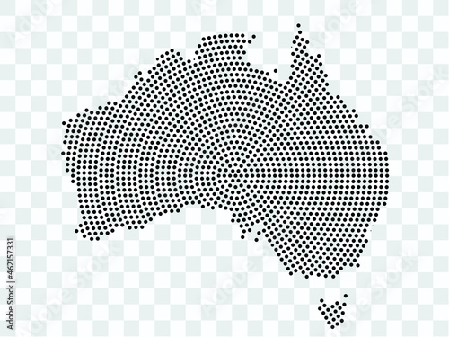 Abstract black map of Australia - planet dots planet, isolated on transparent background.Vector eps 10
