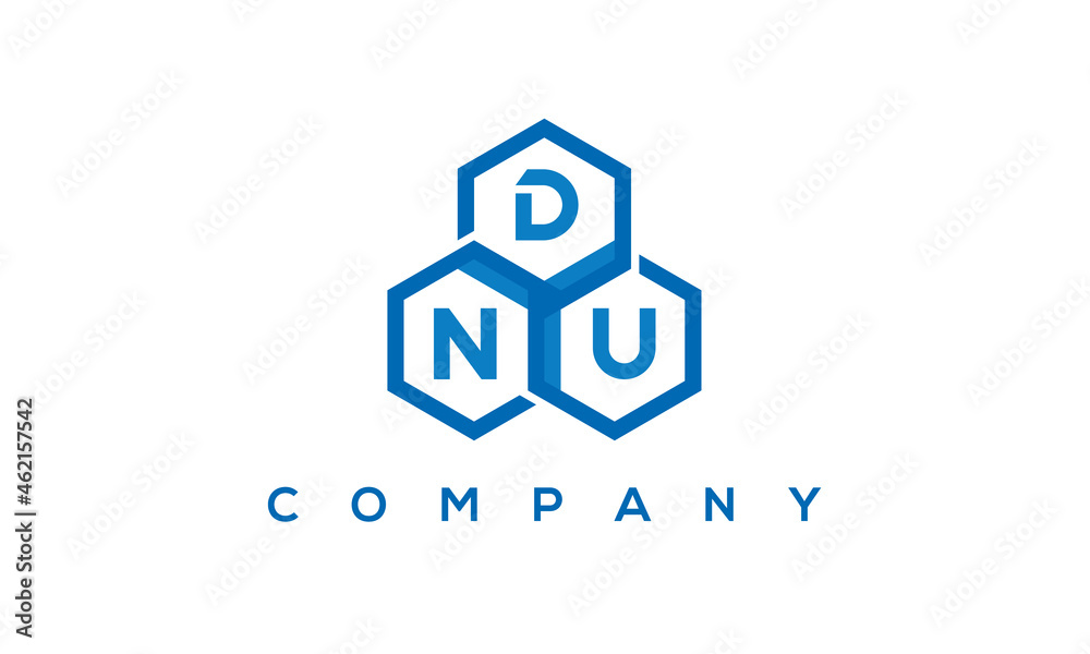 DNU three letters creative polygon hexagon logo