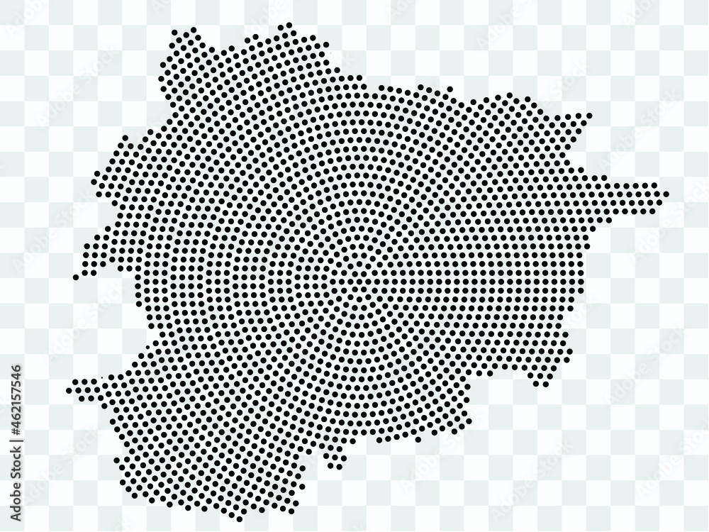 Abstract black map of Andorra - planet dots planet, isolated on transparent background.Vector eps 10