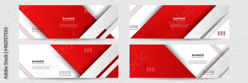 Set of abstract red banner background with 3d overlap layer and wave shapes. Geometric, polygonal Abstract background, texture, advertisement layout. web page. header for website.
