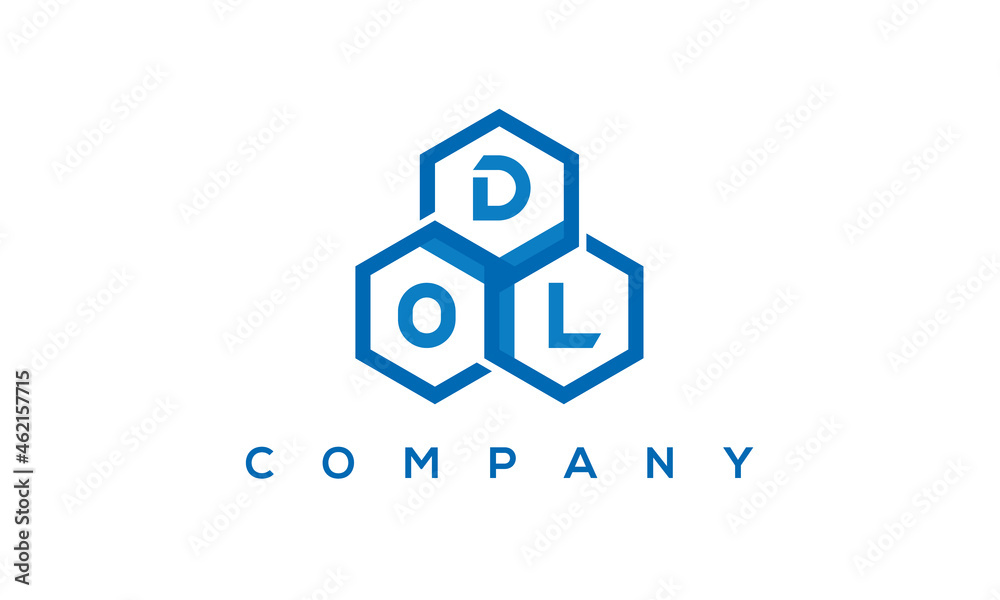 DOL three letters creative polygon hexagon logo