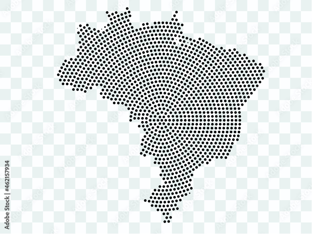Abstract black map of Brazil - planet dots planet, isolated on transparent background.Vector eps 10