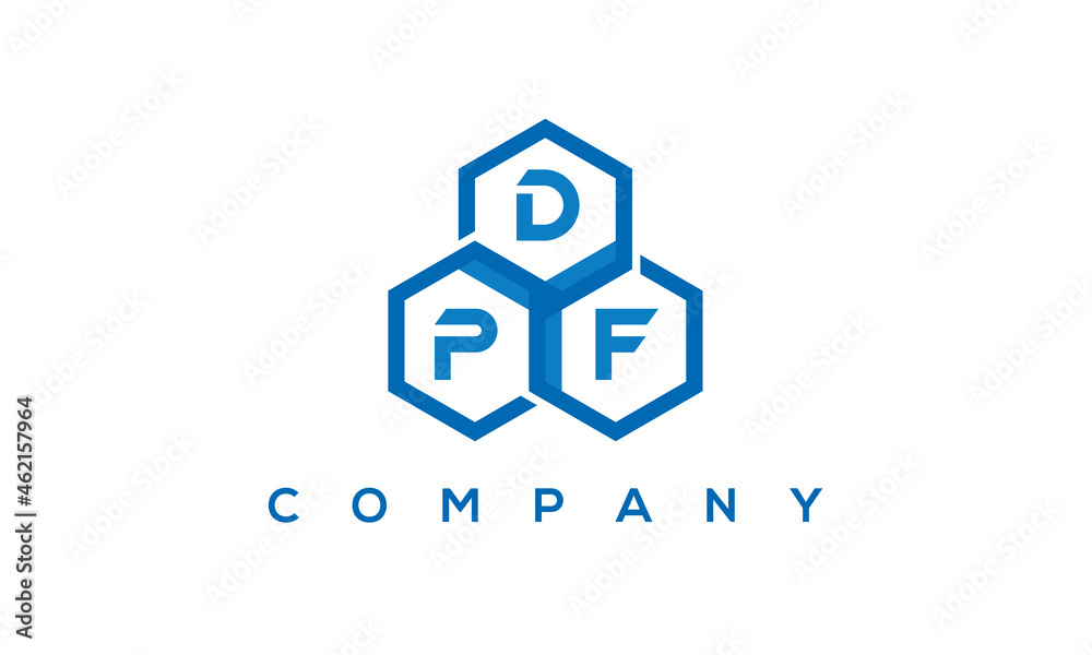 DPF three letters creative polygon hexagon logo