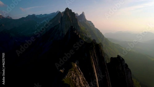 Schaefler Switzerland, Ridge of the majestic Schaefler peak in the Alpstein mountain range Appenzell Switzerland Alsp mountains photo