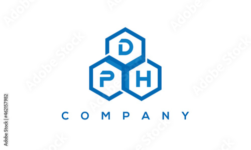 DPH three letters creative polygon hexagon logo