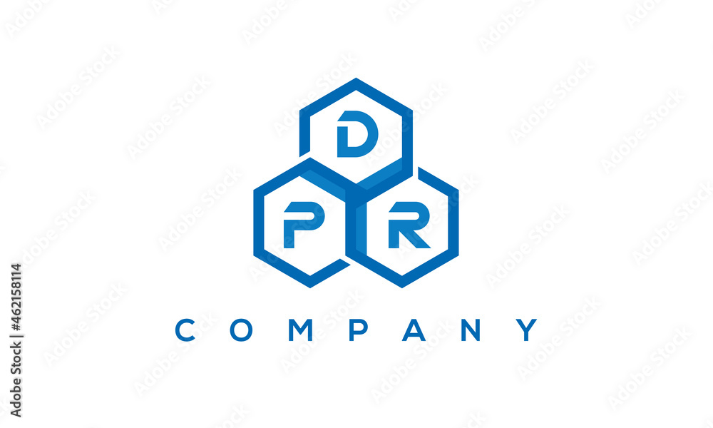 DPR three letters creative polygon hexagon logo