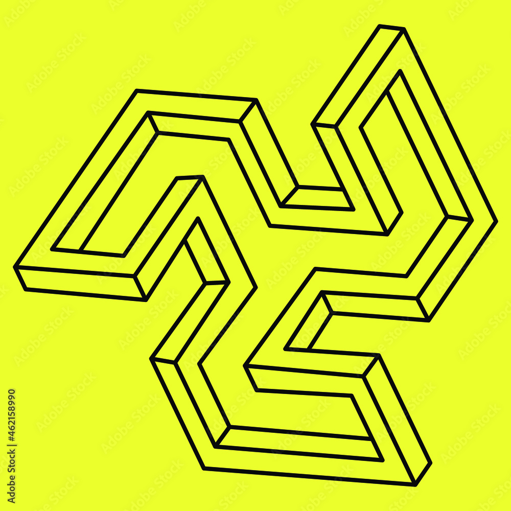 Impossible form. Vector illustration. Line design. Optical illusion. Op art. Impossible form. Vector illustration. Line design. Optical illusion. Op art.