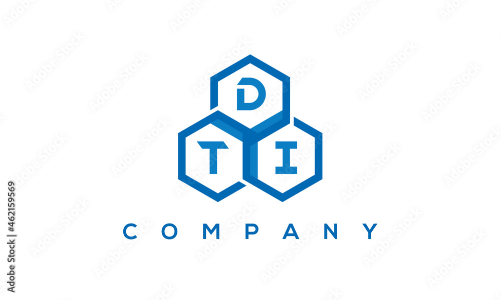 DTI three letters creative polygon hexagon logo