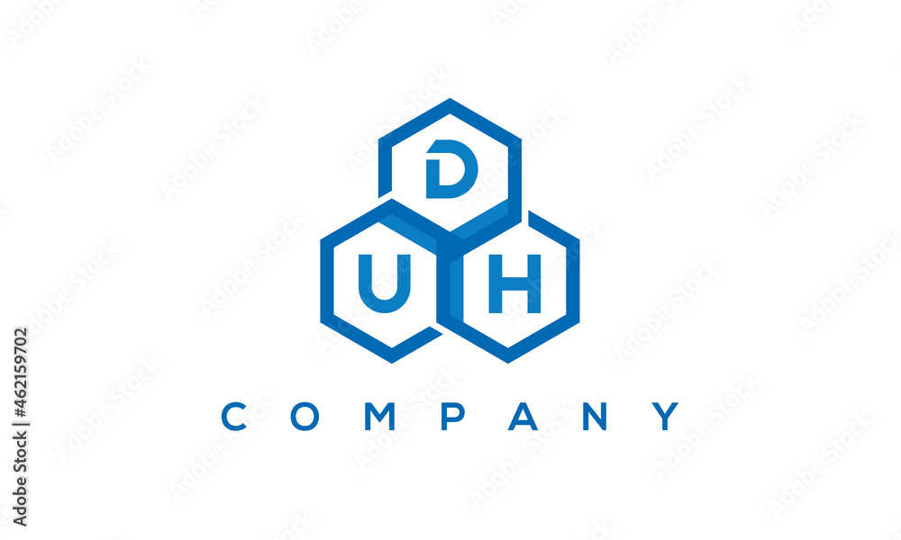 DUH three letters creative polygon hexagon logo DUH three letters creative polygon hexagon logo