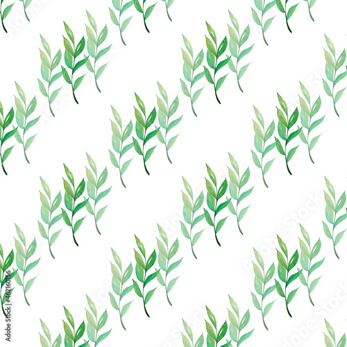 Fototapeta Naklejka Na Ścianę i Meble -  Seamless watercolor pattern with tropical leaves.Perfect for printing on fabric and textiles.
