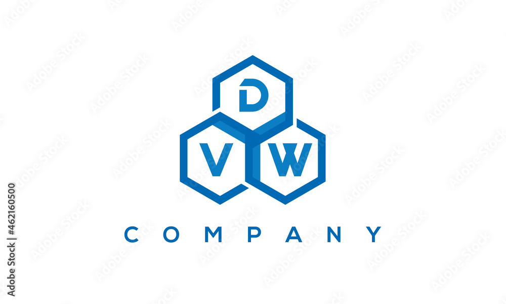 DVW three letters creative polygon hexagon logo DVW three letters creative polygon hexagon logo