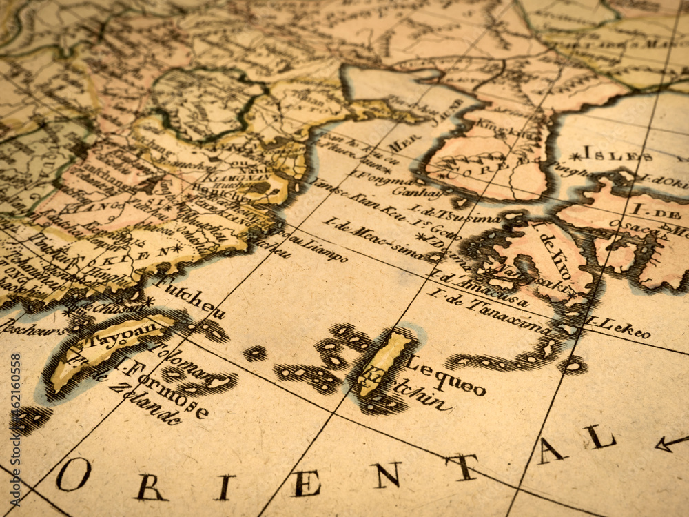 アンティークの世界地図　台湾と沖縄
