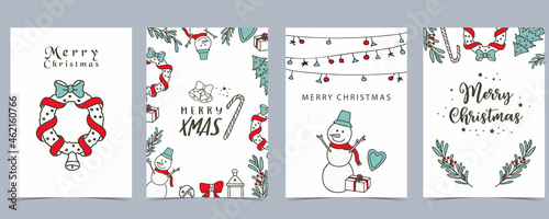  Collection of winter background set with tree,snowman,flower,leaves.Editable vector illustration for christmas invitation,postcard and website banner
