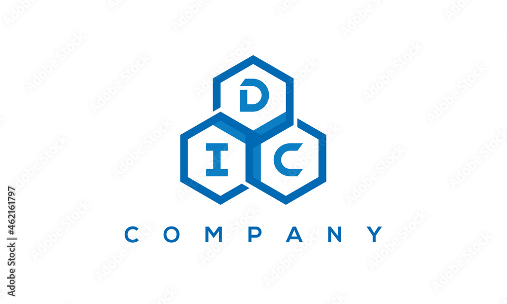 DIC three letters creative polygon hexagon logo	