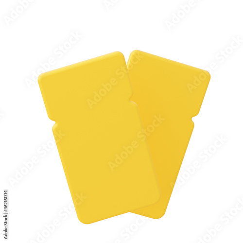 Two yellow coupons isolated on white background. 3d rendering