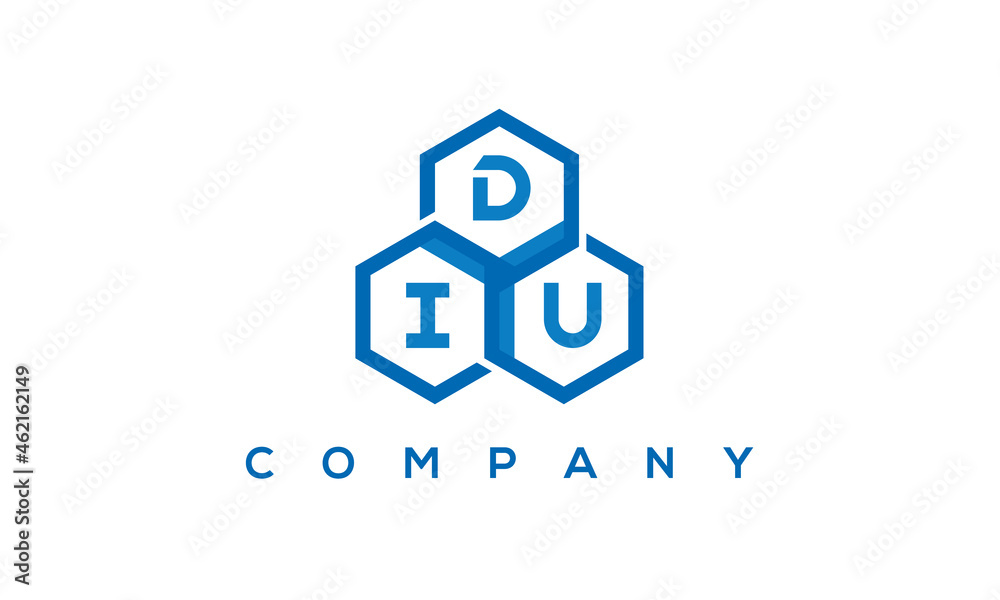 DIU three letters creative polygon hexagon logo DIU three letters creative polygon hexagon logo