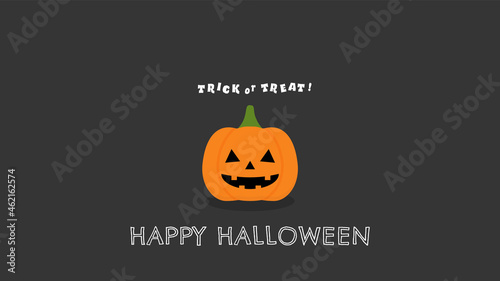 ハロウィンのオバケかぼちゃ・ジャックオーランタンとHALLOWEEN / Trick or Treat の文字セット