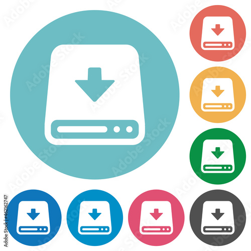 Download to hard disk flat round icons