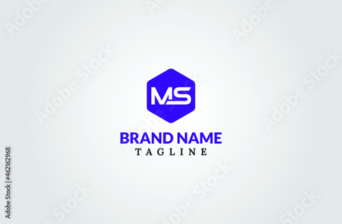 initial letter MS geometric strong monogram logo vector illustration isolated on white background