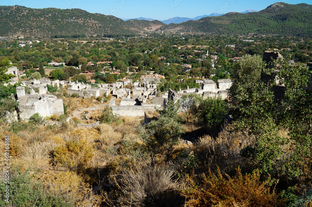 The abandoned Greek city of Kayakoy in southern Turkey in the Taurus Mountains.