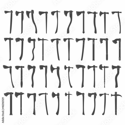 vector monochrome icon set with ancient battle axes for your project