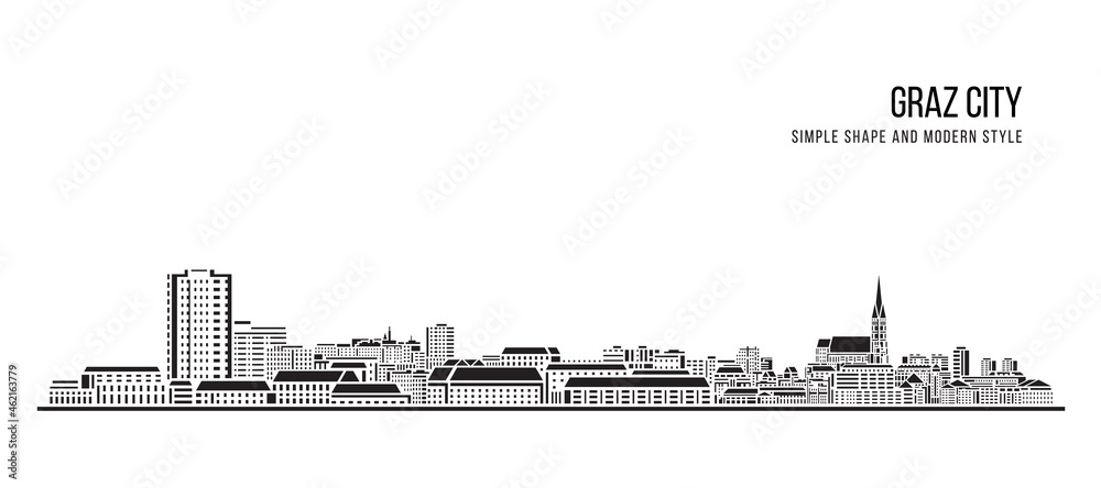 Cityscape Building Abstract Simple shape and modern style art Vector design - Graz city