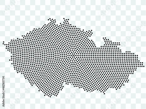 Abstract black map of Czech Republic - planet dots planet, isolated on transparent background.Vector eps 10