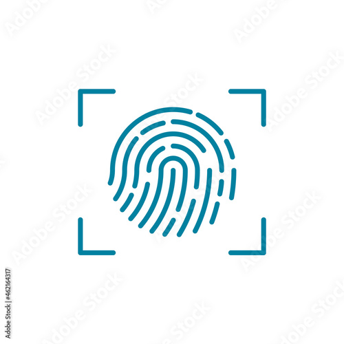 Fingerprint scan line icon. Biometrics concept. Fingerprints database search. Security check. Identity authorization. Safe access. Digital authentication. Touch ID. Vector illustration, flat, clip art