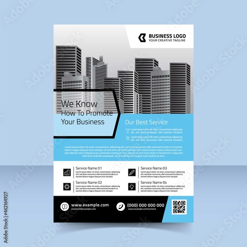 we know how to promote your business blue flyer template design