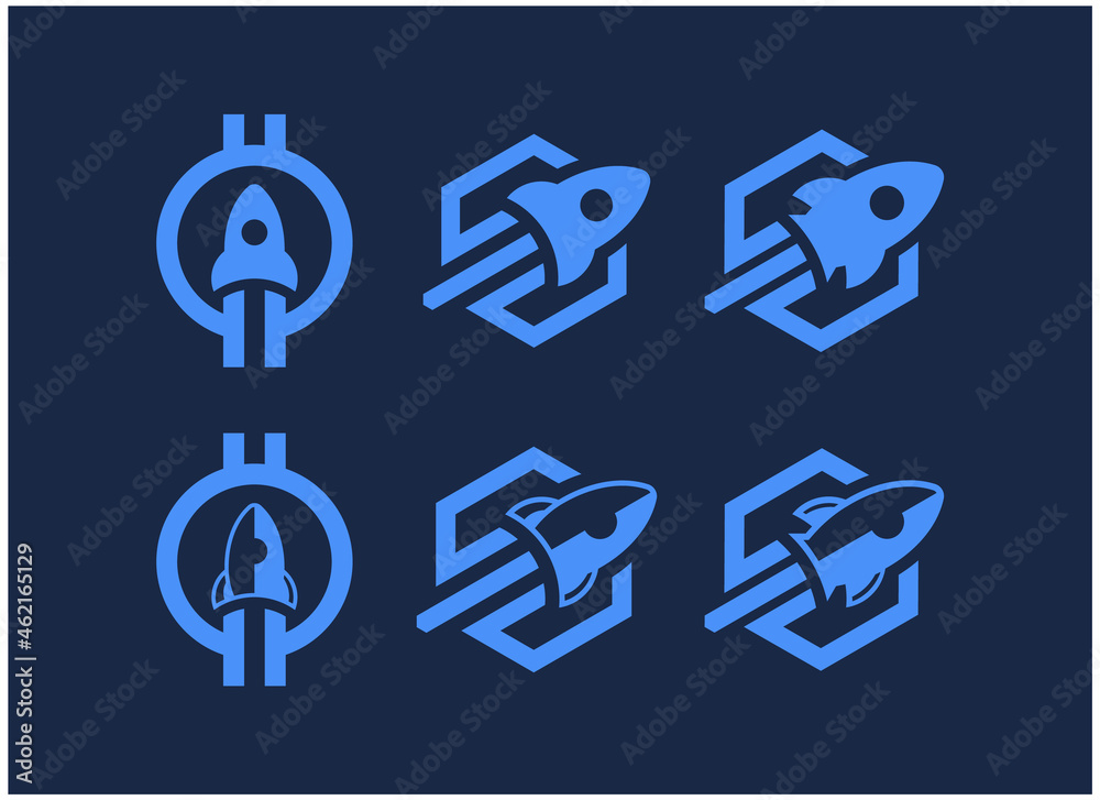 Obraz premium set bundle rocket startup logo inspiration