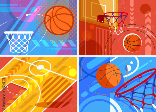 Collection of basketball banners. Placard designs in flat style.